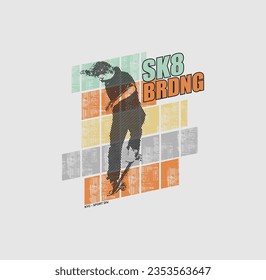 Skateboarding, Brooklyn, acción estilo libre, diseño gráfico tipográfico, para estampados de camisetas, ilustración vectorial 