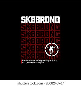 skateboarding, Brooklyn,NYC freestyle action, typography graphic design, for t-shirt prints, vector illustration