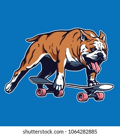 Skateboarding Bulldog Vector Illustration 