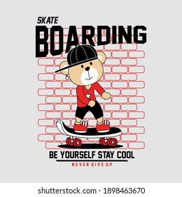 Skateboarding cartoon illustration for t shirt