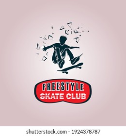 Skateboarding Club Logo Design. Freestyle Skate Club Logo Design. Freestyle Logo Skateboard Logo	
