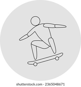 Skateboarding competition icon. Sport sign. Line art.