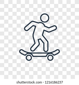 Skateboarding concept vector linear icon isolated on transparent background, Skateboarding concept transparency concept in outline style