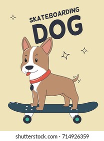 Skateboarding dog. Vector illustration for t-shirt and print design