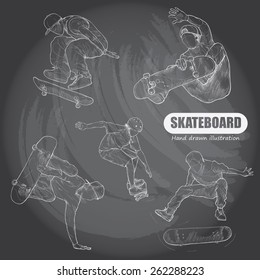 Skateboarding. drawing vector vector