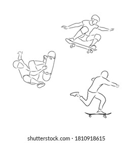 Skateboarding. drawing vector, skateboarder, vector sketch illustration