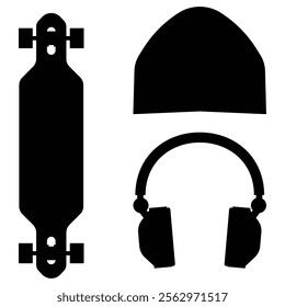 Skateboarding Equipment Silhouette Skateboard and Accessories