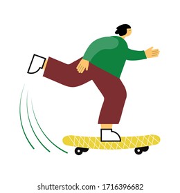 Skateboarding flat illustration vector on white background