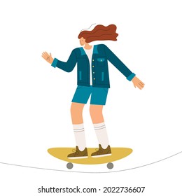 Skateboarding. Flat style. vector illustration isolated on white background.
