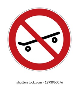 skateboarding forbidden sign - no skateboard prohibition sign   - vector   illustration