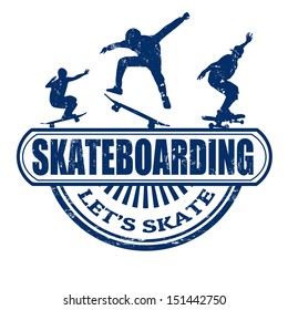 Skateboarding grunge rubber stamp on white background, vector illustration