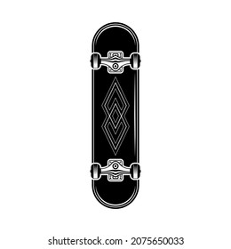 Skateboarding hand drawn engraving composition with bottom view of skateboard vector illustration