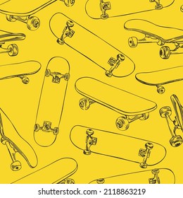 Skateboarding Hand drawn seamless pattern