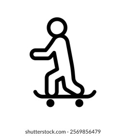 skateboarding icon Black and white outline vector
