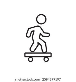 skateboarding icon black and white vector outline sign