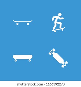 Skateboarding icon. collection of 4 skateboarding filled icons such as skateboard, skate board. editable skateboarding icons for web and mobile.