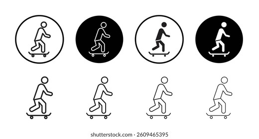 skateboarding icon Line Art Logo set
