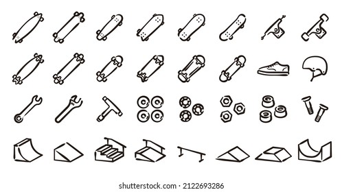 Symbol-Set für Skateboarden (Handziehversion)