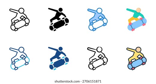 Skateboarding icon set multiple style collection 
