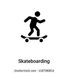 Skateboarding icon vector isolated on white background, logo concept of Skateboarding sign on transparent background, filled black symbol