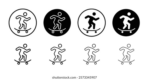 skateboarding icon vector line logo mark or symbol set collection outline style