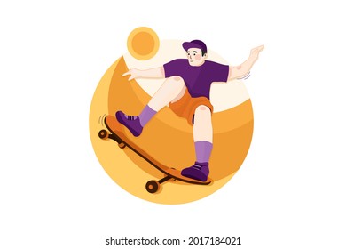 Skateboarding Illustration concept. Flat illustration isolated on white background.