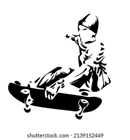 skateboarding illustration sketch design icon logo vector