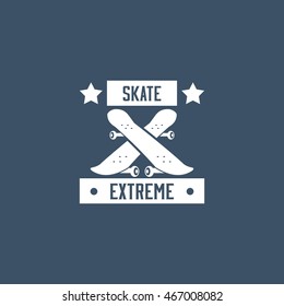 Skateboarding labels, badges and design elements. Vector illustration