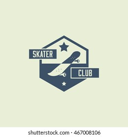 Skateboarding labels, badges and design elements. Vector illustration