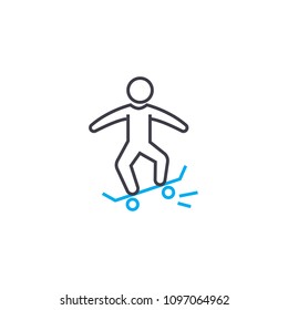 Skateboarding linear icon concept. Skateboarding line vector sign, symbol, illustration.