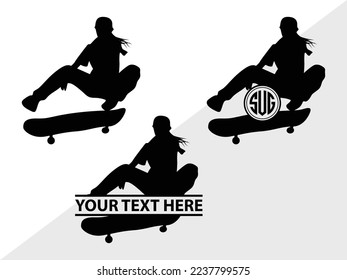 Skateboarding Monogram Vector Illustration Silhouette svg