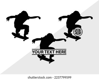 Skateboarding Monogram Vector Illustration Silhouette svg
