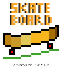Skateboarding in pixel art style