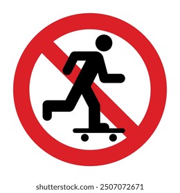 Skateboarding prohibited sign. No skateboarding allowed isolated on white background