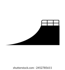 Skateboard-Rampen-Symbol. Schwarze Silhouette. Seitenansicht. Vektorgrafik Einfache flache grafische Darstellung. Isoliertes Objekt auf weißem Hintergrund. Isolieren.