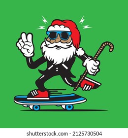 Skateboarding Santa Claus en el diseño de personajes de Mascota de Tuxedo