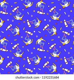 Skateboarding seamless pattern.