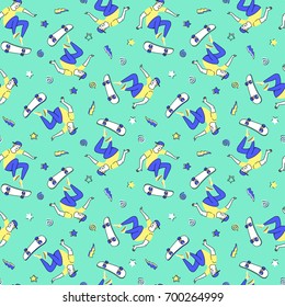Skateboarding seamless pattern.