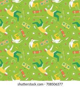 Skateboarding seamless pattern.