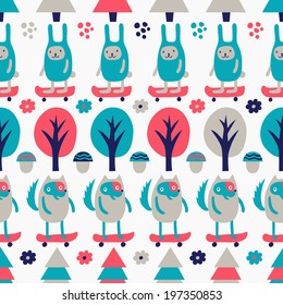 Skateboarding seamless pattern. Vector illustration.