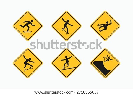 Skateboarding sign collections. Simple flat illustration of people do skateboard trick logo icon symbol sign
