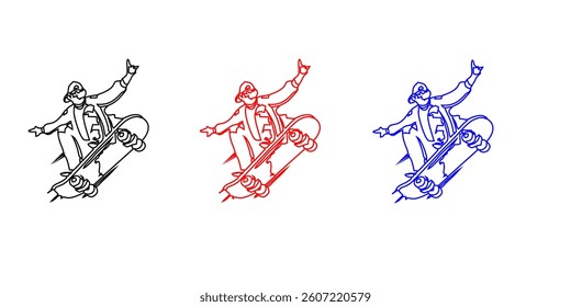Skateboarding Silhouette illustration isolated on a white background