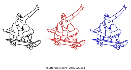 Skateboarding Silhouette illustration isolated on a white background