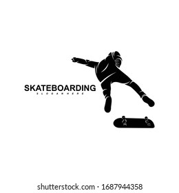 Skateboarding silhouette vector illustration with a simple design