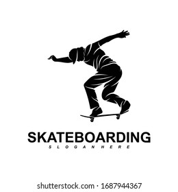 Silhouette-Vektorillustration für Skateboarden mit einfachem Design