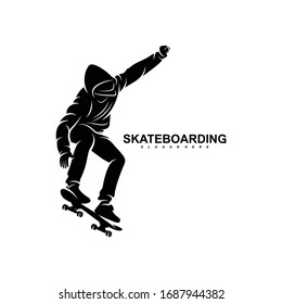 Skateboarding Silhouette Vector Illustration Simple Design Stock Vector ...