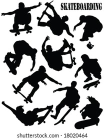 skateboarding silhouettes - vector