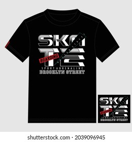Skateboarding sk8 images text lettering stylish typography graphic t shirt print vector illustration design