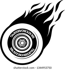 Skateboarding Skateboard Wheel Blazing Fire Motion Effect With Hot Burning Flames