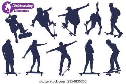 Skateboarding or Skateboarder Silhouettes Vector illustration